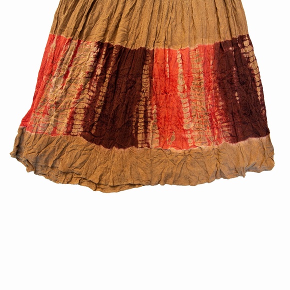 Boho Flow Hippie Tie Dye Tan Maxi Skirt - Picture 3 of 15